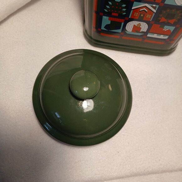 Dayton Hudson Green Christmas Cookie Jar Quilt Blocks Vintage Ceramic 9 3/4" - Picture 9 of 12